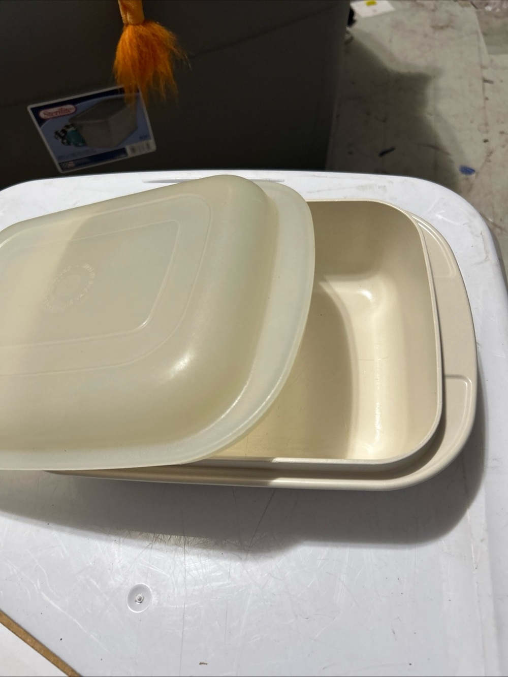 Tupperware Cream Food Storage Container with Lid